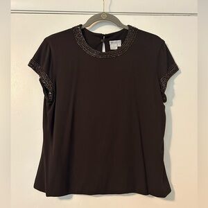 Worth Collection Silk Beaded Top